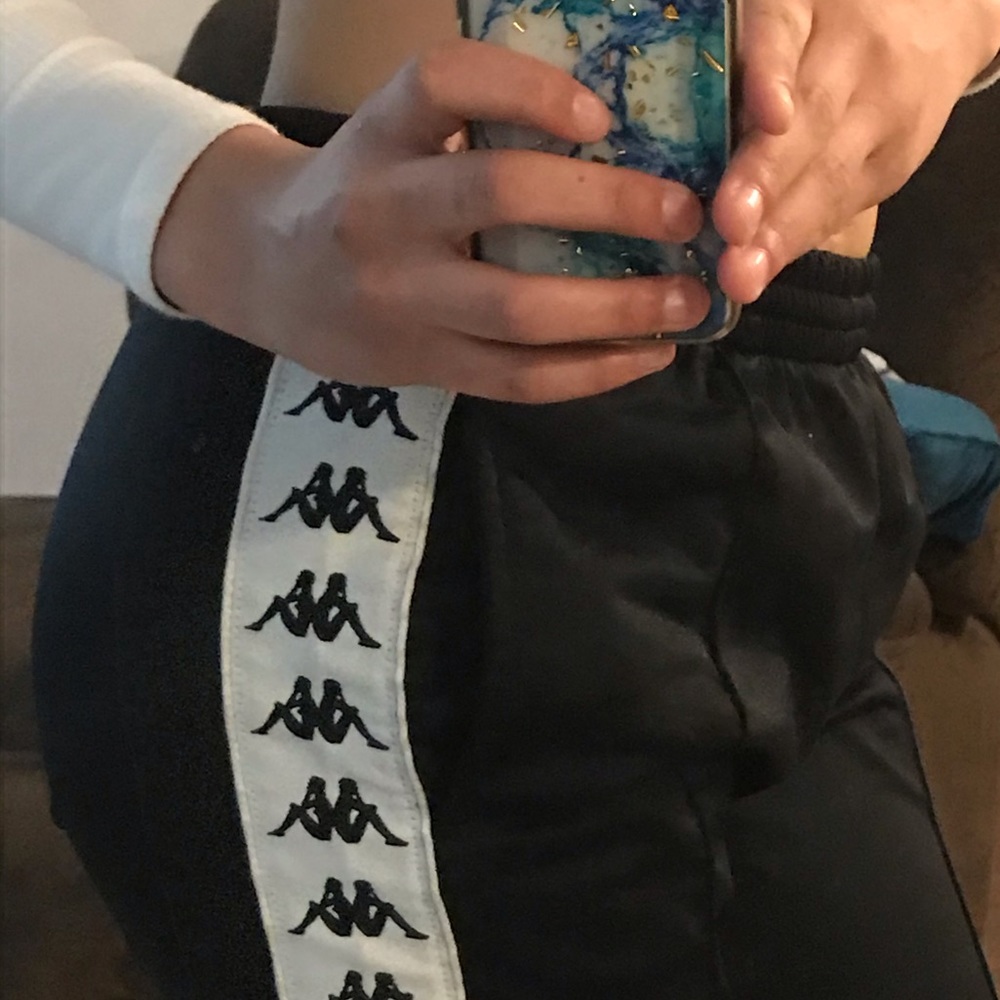 Black n white kappa joggers